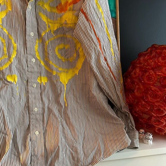 Hand painted casual button downs ton down shirt XL - Picture 14 of 16